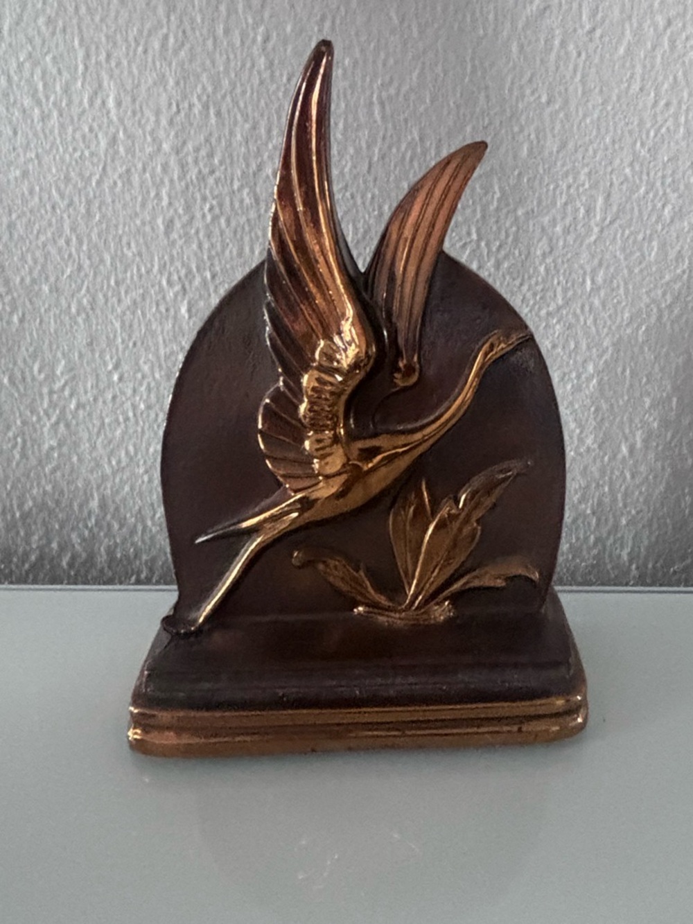 Vintage Bronze Flying Crane Heron Bookend ( Only 1 )  by Dodge Incorporated